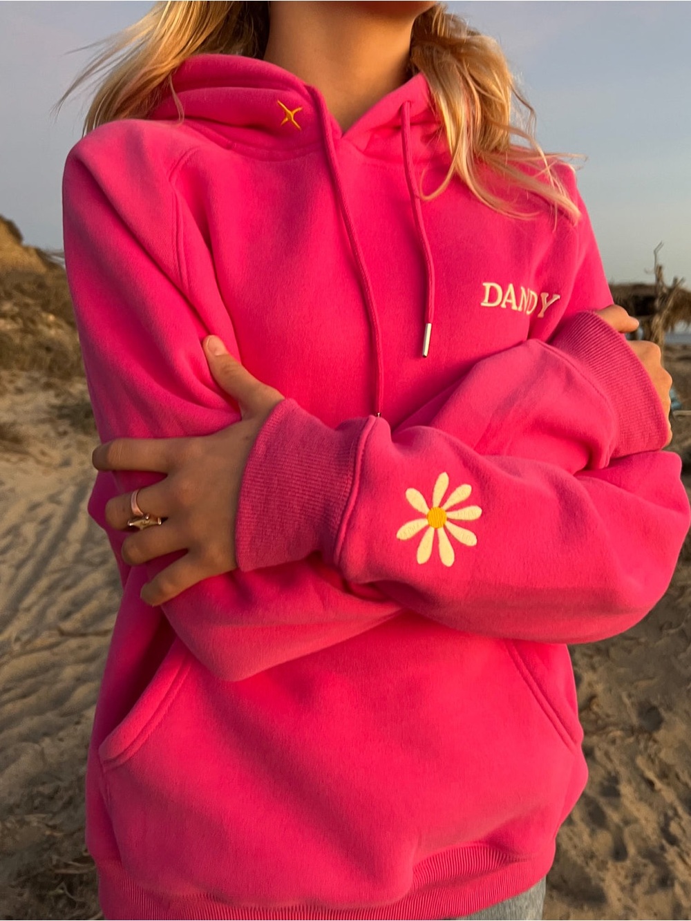 DANDY “Physical Touch" Oversized Lux Hoodie in Hot Pink